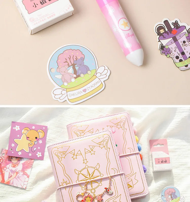 Caderneta Cardcaptor Sakura, Diário e Planner com Espiral Rosa e Acessórios