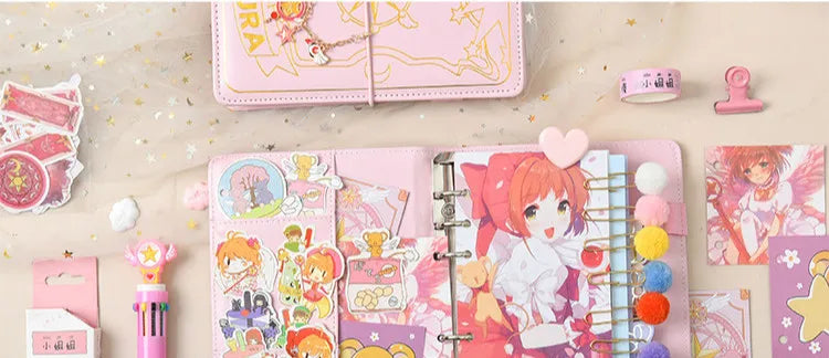 Caderneta Cardcaptor Sakura, Diário e Planner com Espiral Rosa e Acessórios
