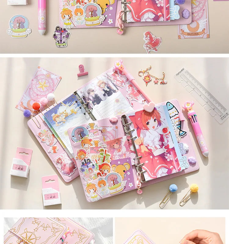 Caderneta Cardcaptor Sakura, Diário e Planner com Espiral Rosa e Acessórios