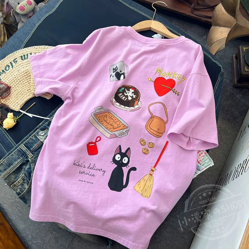 Camiseta Jiji Kawaii Aesthetic – Studio Ghibli Inspired