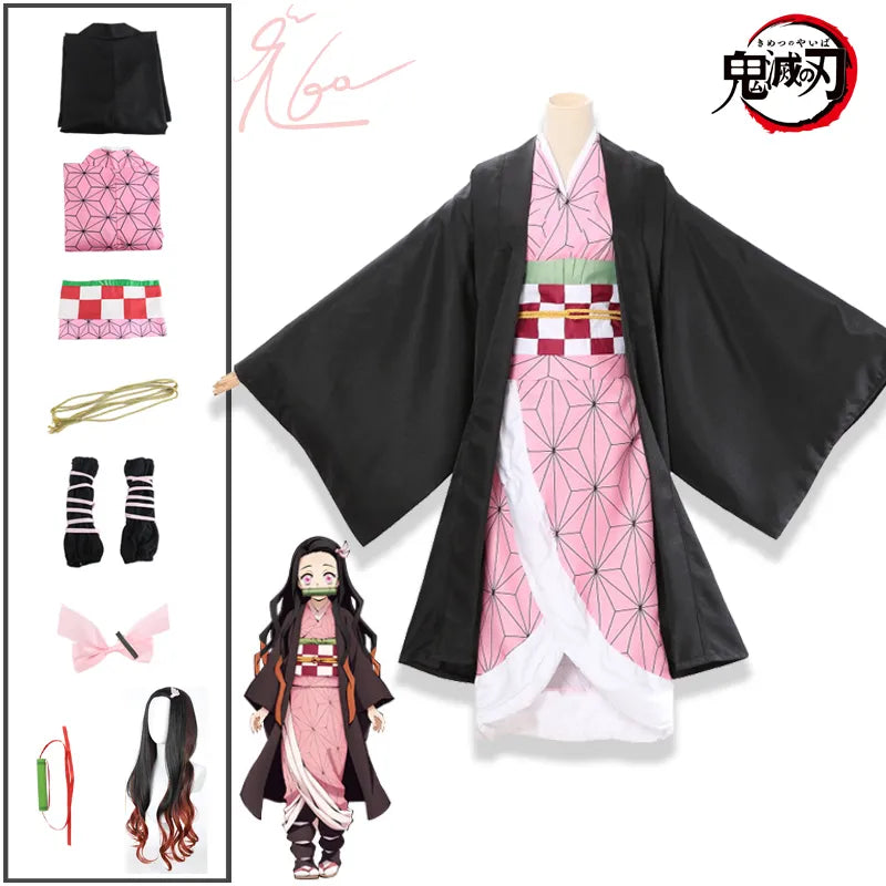 Fantasia Cosplay Adulto e Infantil Nezuko Kamado