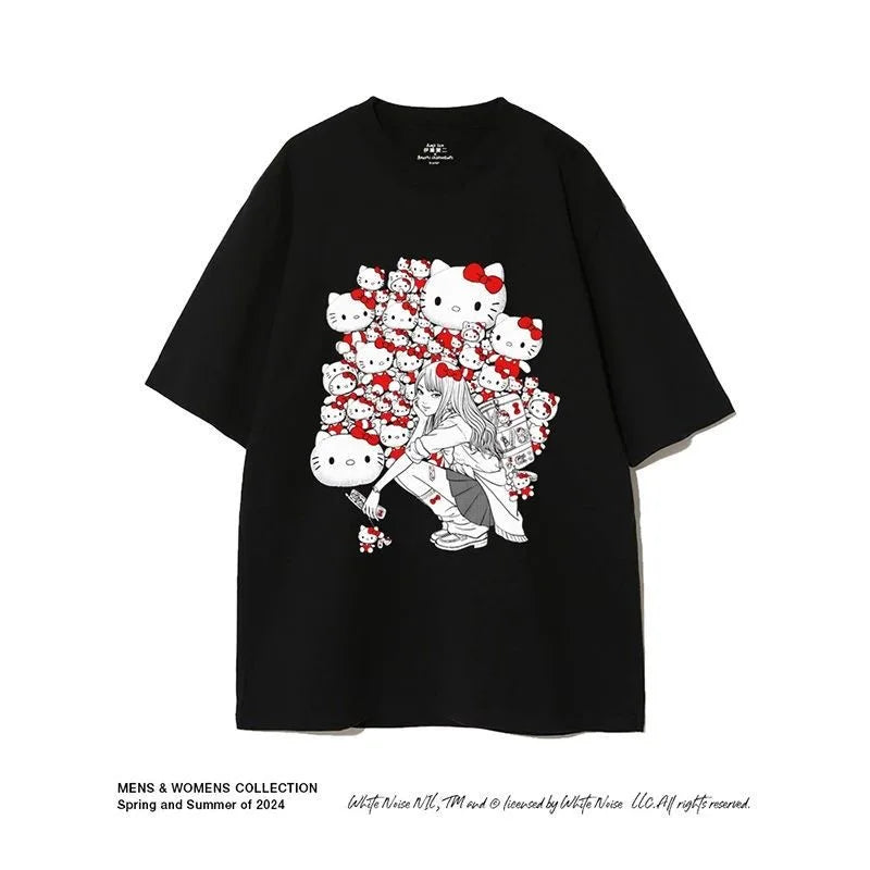Camiseta Hello Kitty x Tomie Kawakami – Estilo Sanrio Meets Junji Ito