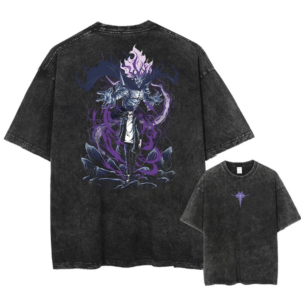 Camiseta Oversized Shadow Rise, Solo Leveling Vintage