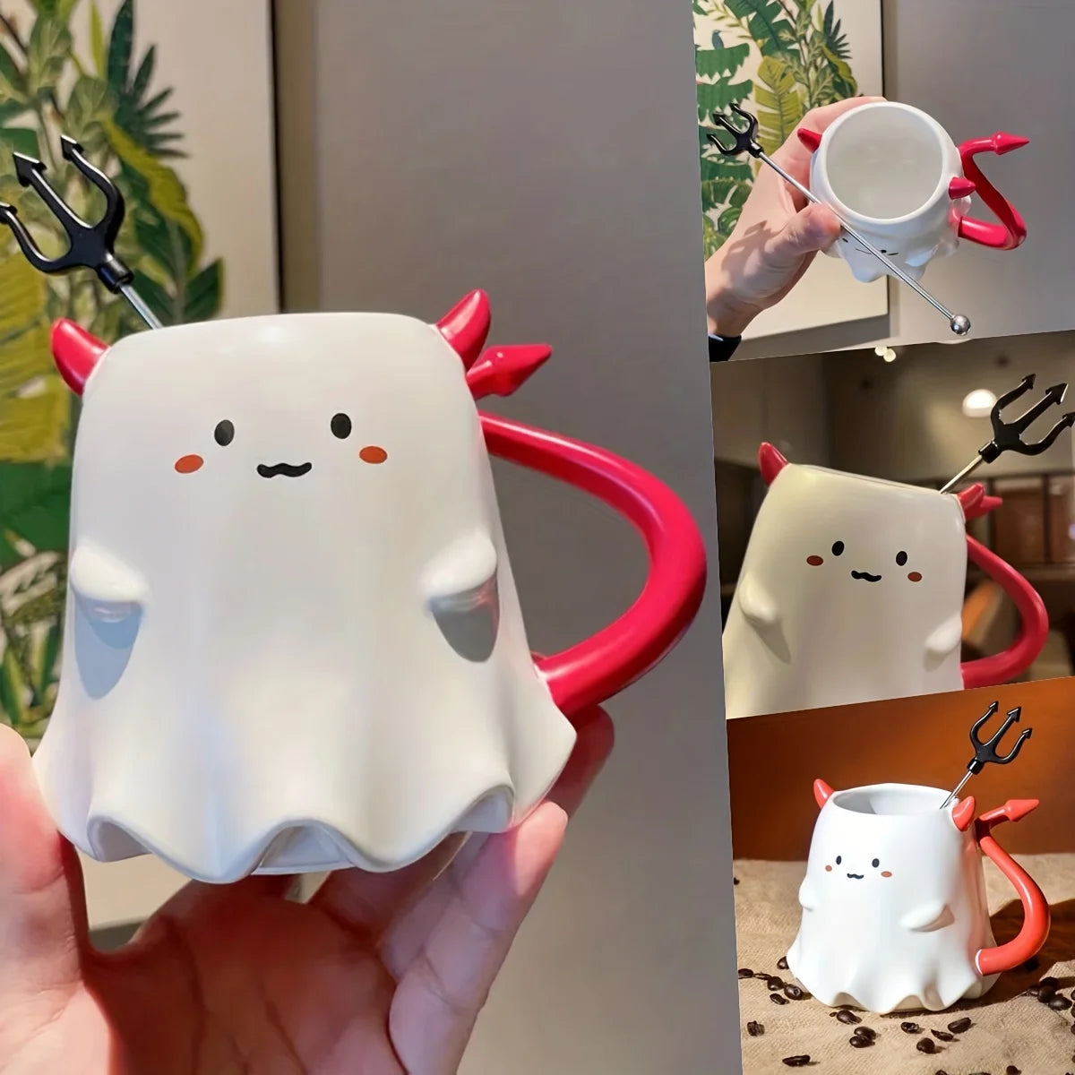 Caneca Fantasminha Diabinho de Halloween