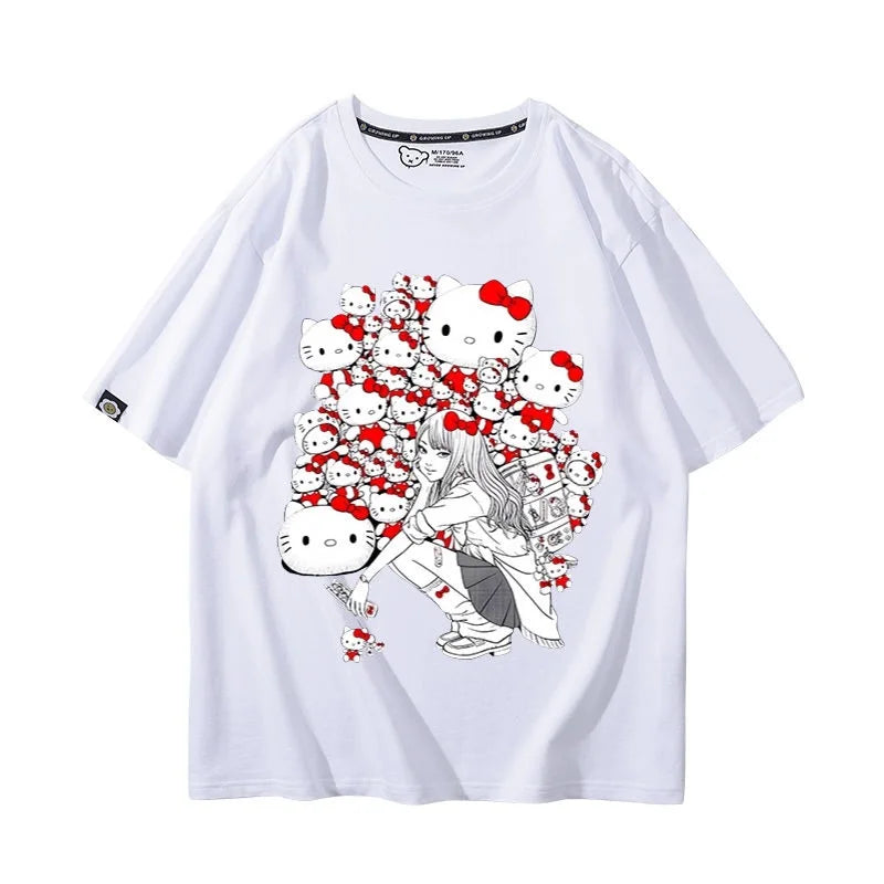 Camiseta Hello Kitty x Tomie Kawakami – Estilo Sanrio Meets Junji Ito