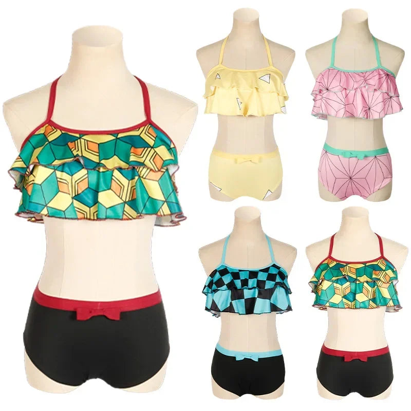 Biquíni Infantil Waves, Demon Slayer + Chaveiro (Brinde)