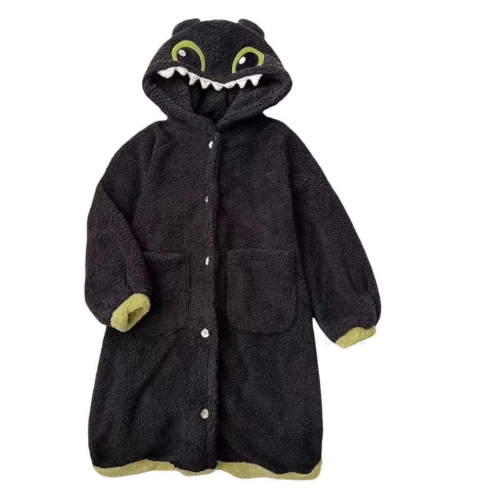 Roupão Banguela + Pantufas, Conjunto Kigurumi Fofinho de Inverno