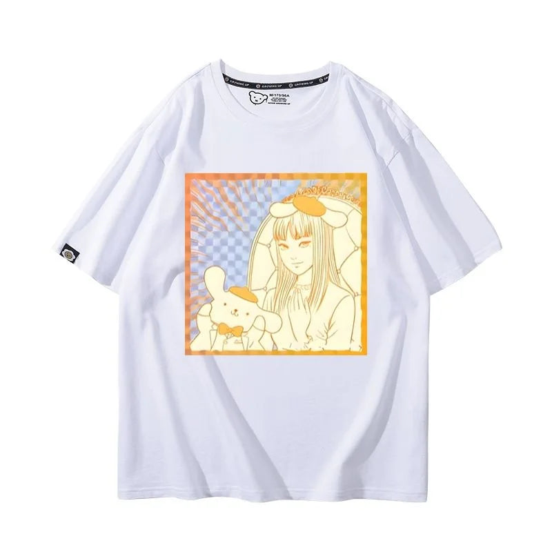 Camiseta Hello Kitty x Tomie Kawakami – Estilo Sanrio Meets Junji Ito