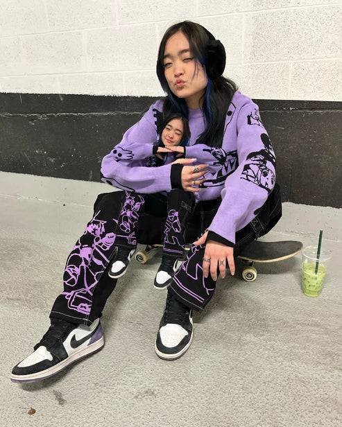 Calça Soul Eater Y2K baggy Jeans