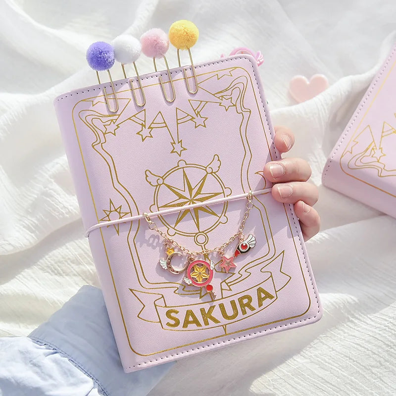 Caderneta Cardcaptor Sakura, Diário e Planner com Espiral Rosa e Acessórios