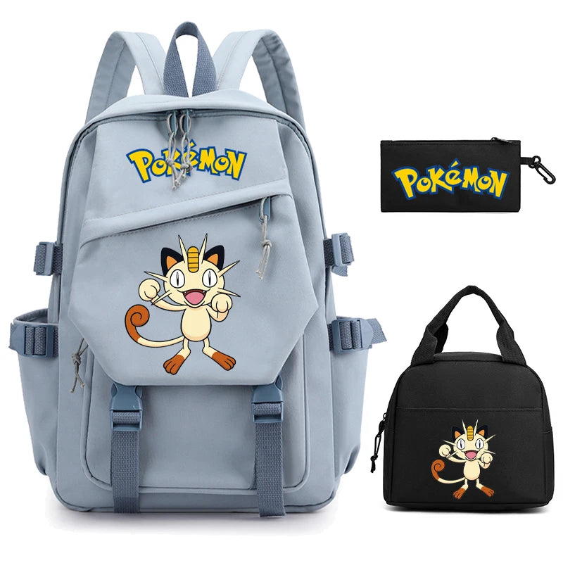 Mochila Kawaii Pokémon e Bolsinha + Estojo (Brinde)