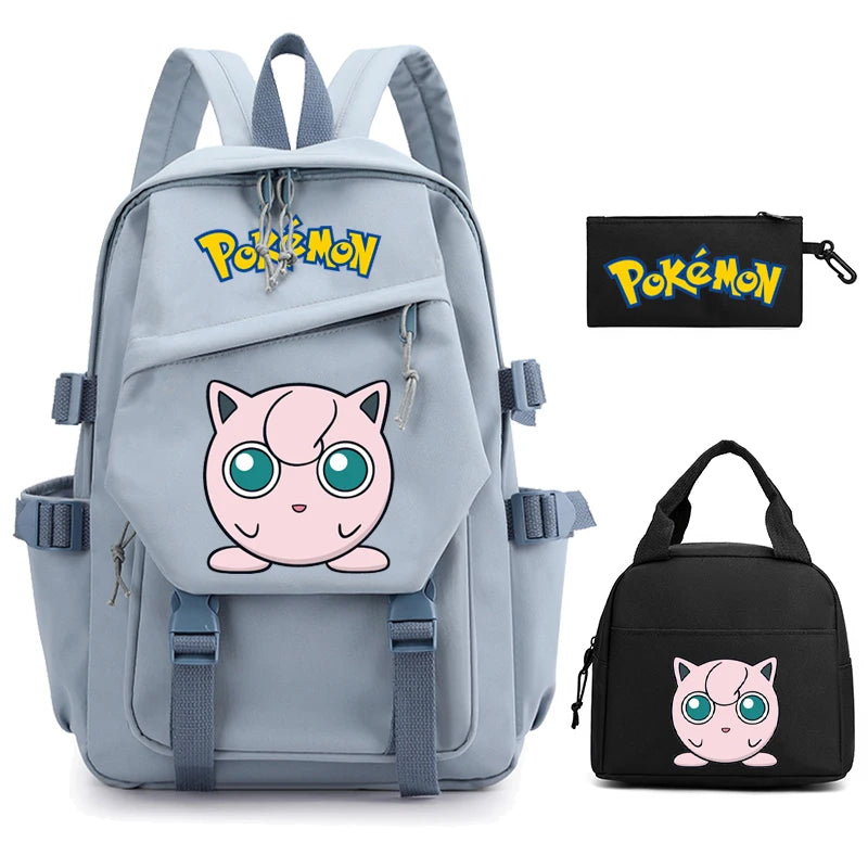 Mochila Kawaii Pokémon e Bolsinha + Estojo (Brinde)