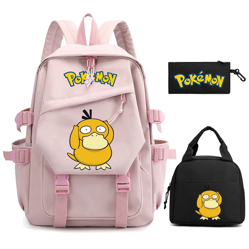 Mochila Kawaii Pokémon e Bolsinha + Estojo (Brinde)