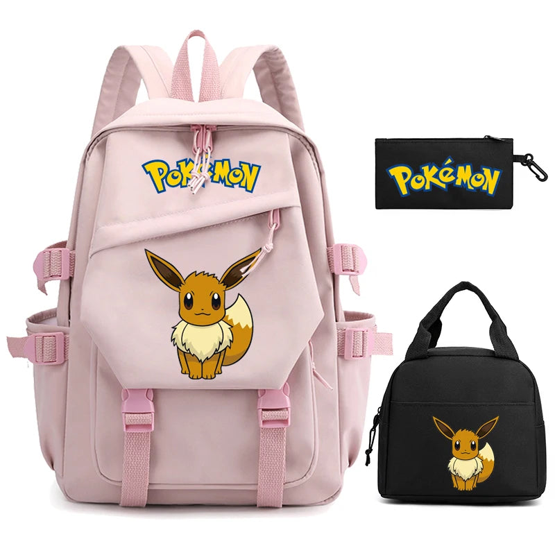 Mochila Kawaii Pokémon e Bolsinha + Estojo (Brinde)