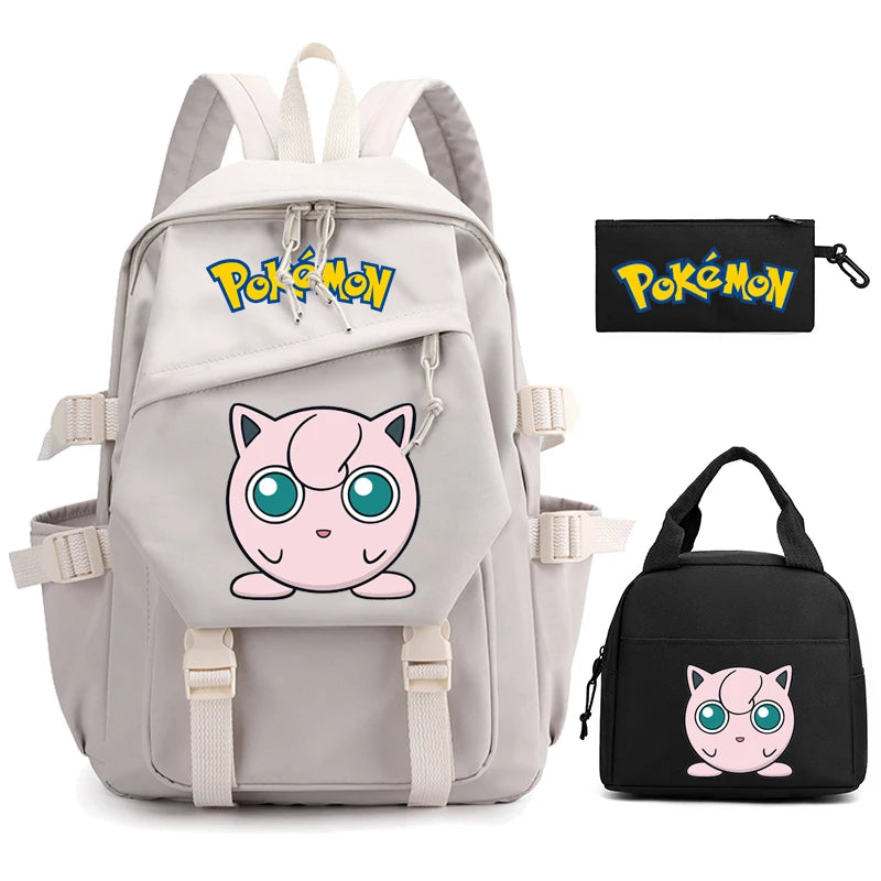 Mochila Kawaii Pokémon e Bolsinha + Estojo (Brinde)