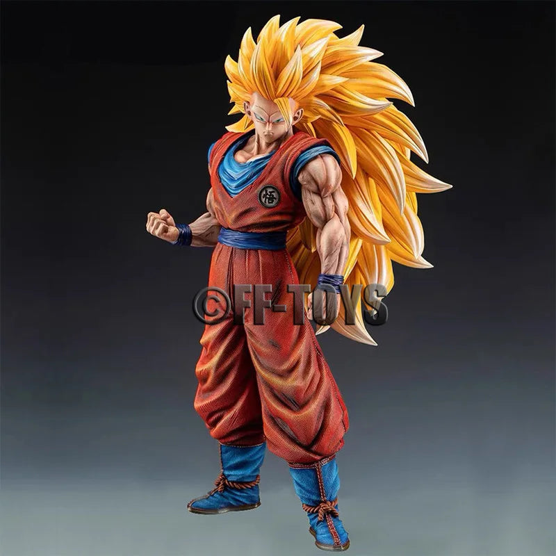 Boneco Dragon Ball Z Goku SSJ3, Estátua Super Saiyan 3 30cm