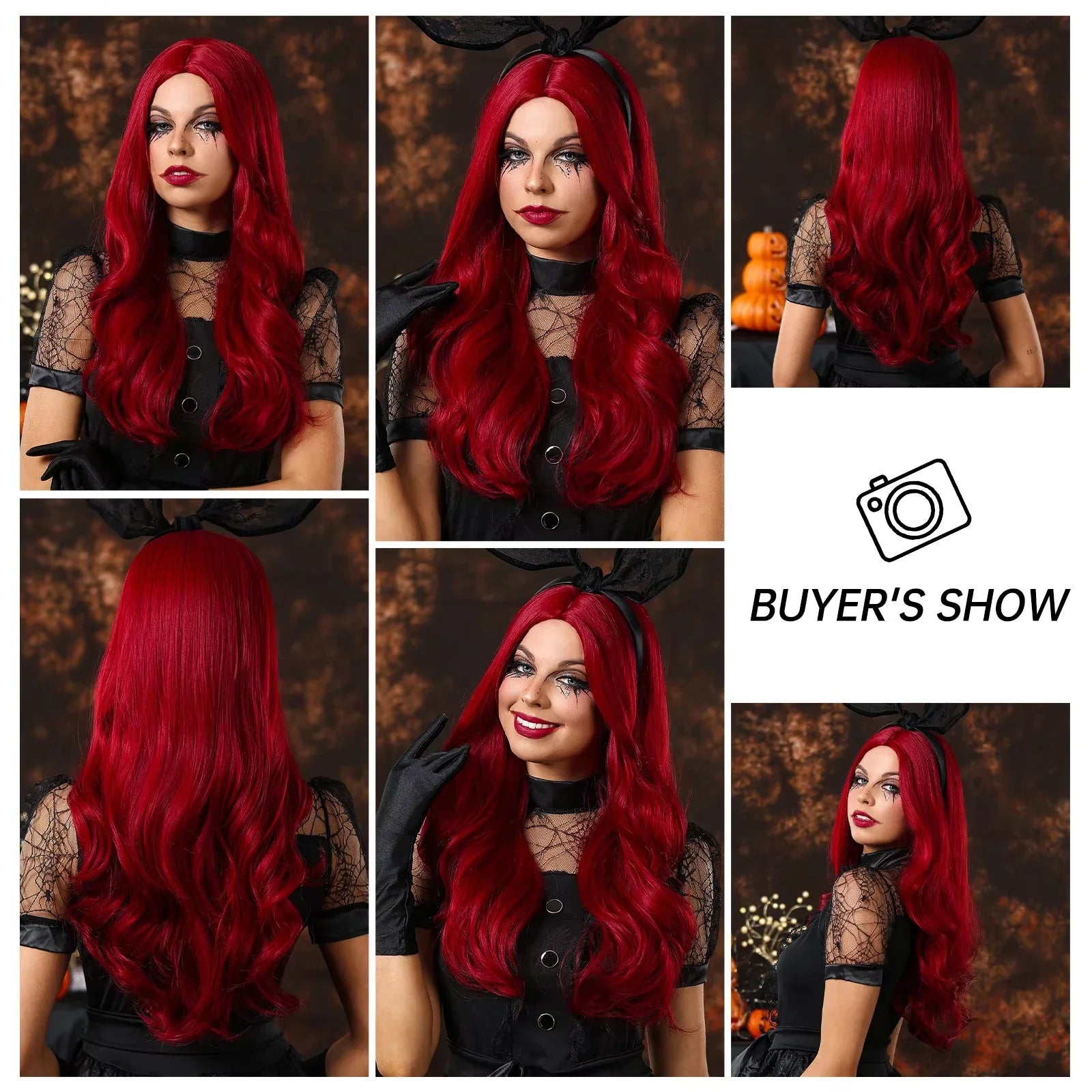 Peruca Mera Cosplay – Longa, Vermelha e Ondulada