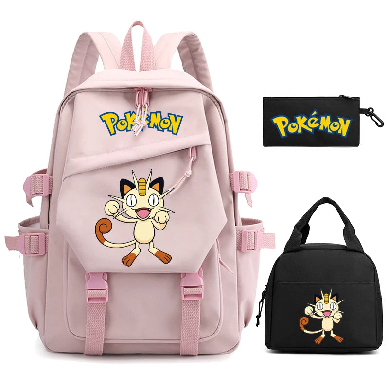 Mochila Kawaii Pokémon e Bolsinha + Estojo (Brinde)