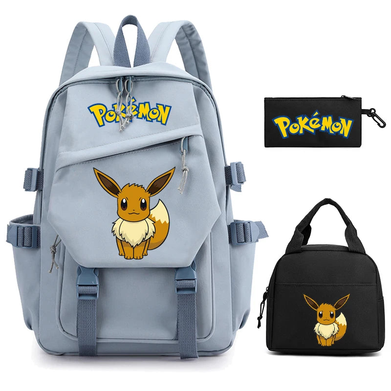 Mochila Kawaii Pokémon e Bolsinha + Estojo (Brinde)