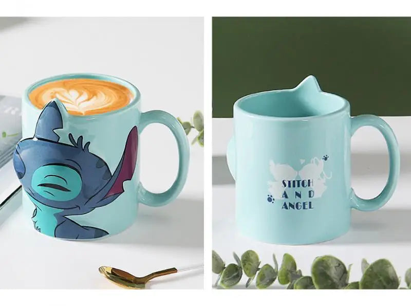 Caneca Casal Stitch & Angel, Edição Limitada 3D