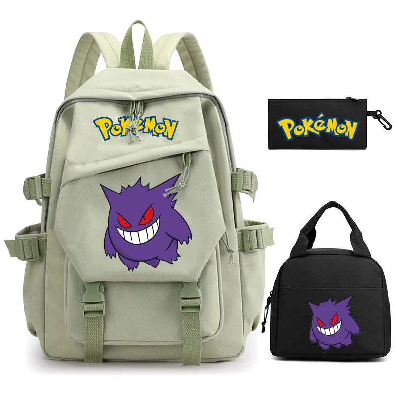 Mochila Kawaii Pokémon e Bolsinha + Estojo (Brinde)