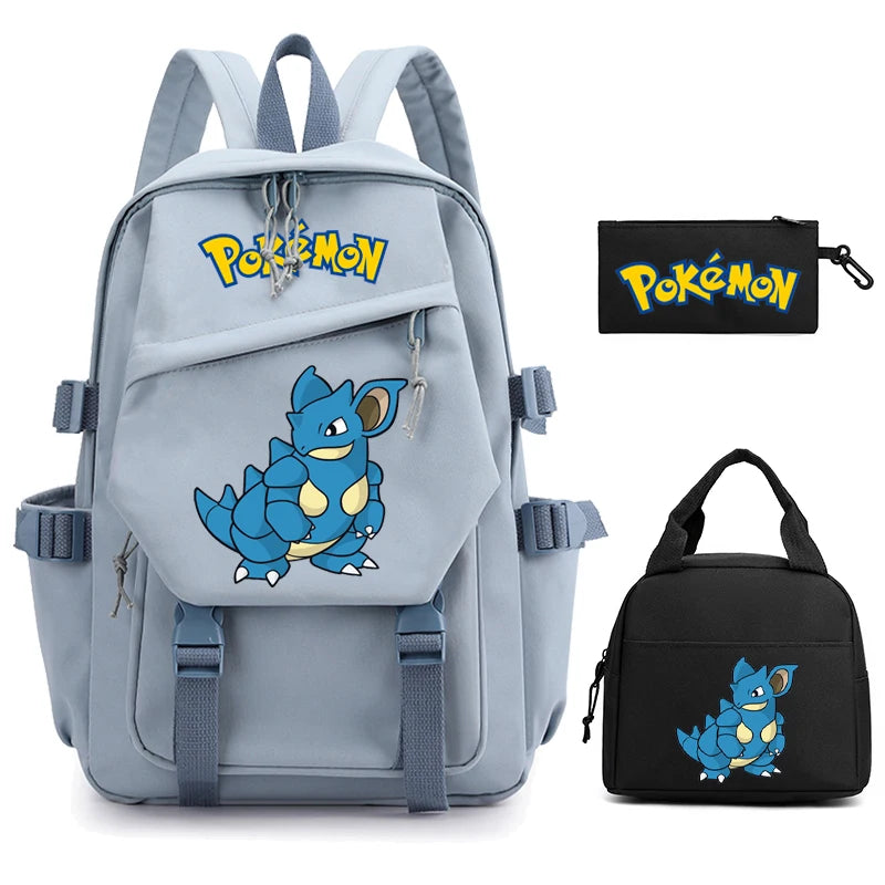 Mochila Kawaii Pokémon e Bolsinha + Estojo (Brinde)