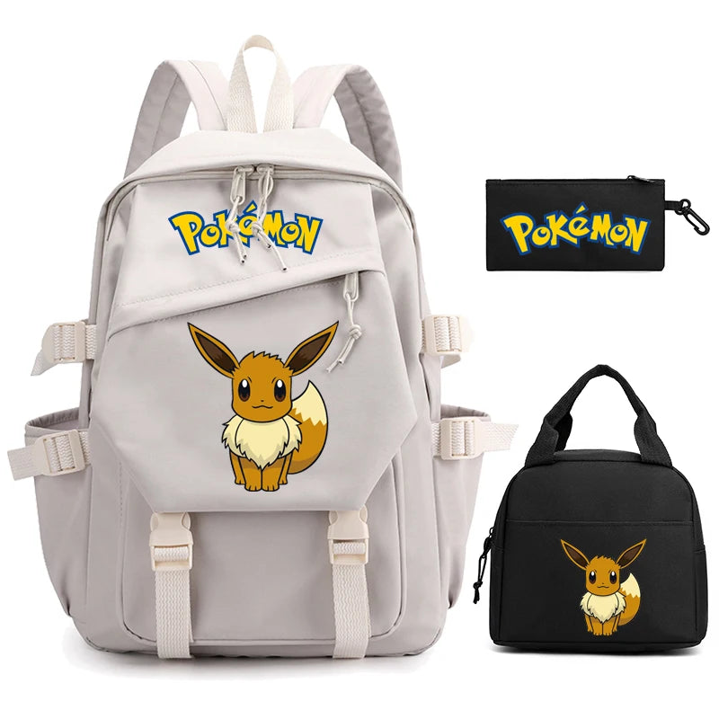 Mochila Kawaii Pokémon e Bolsinha + Estojo (Brinde)