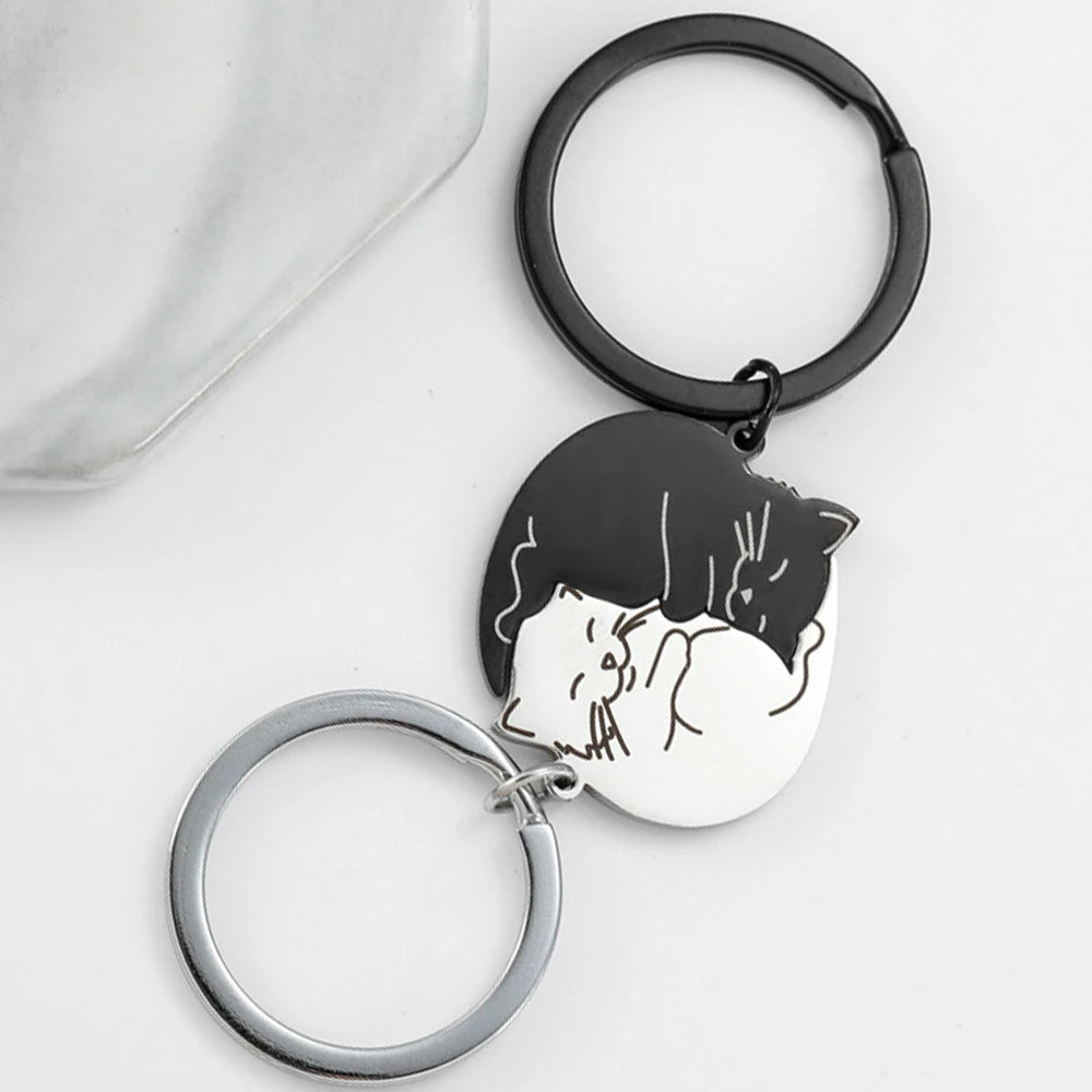 Chaveiro e Colar Duplo Yin Yang Gatinhos
