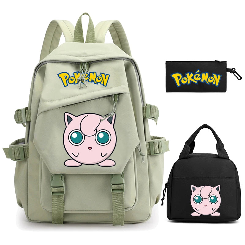 Mochila Kawaii Pokémon e Bolsinha + Estojo (Brinde)