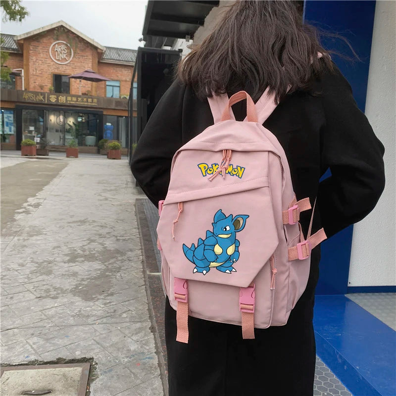 Mochila Kawaii Pokémon e Bolsinha + Estojo (Brinde)