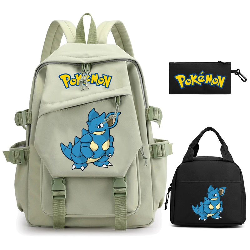 Mochila Kawaii Pokémon e Bolsinha + Estojo (Brinde)