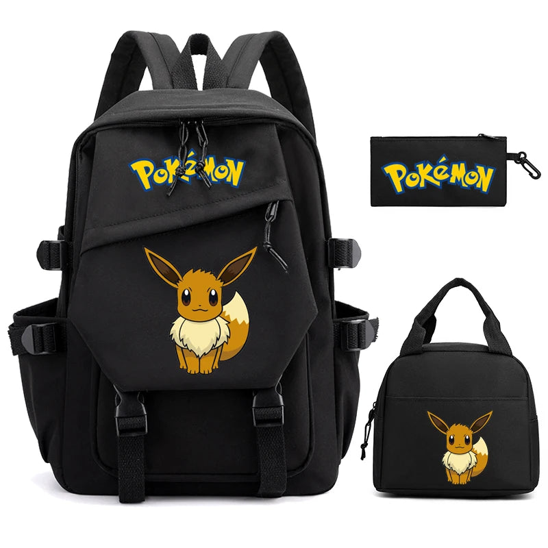 Mochila Kawaii Pokémon e Bolsinha + Estojo (Brinde)