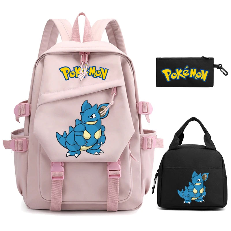 Mochila Kawaii Pokémon e Bolsinha + Estojo (Brinde)