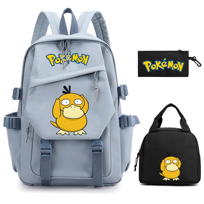 Mochila Kawaii Pokémon e Bolsinha + Estojo (Brinde)