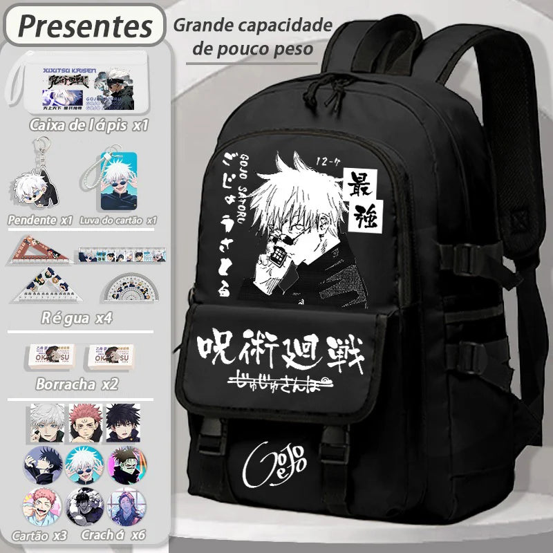 Mochila Jujutsu Kaisen Breathable + Brindes (Ler descrição)