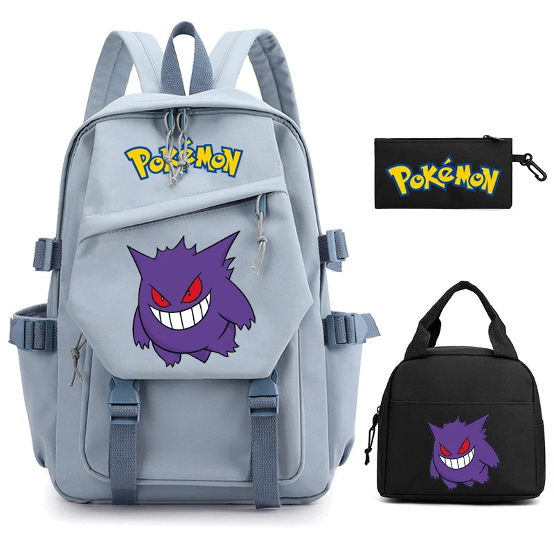 Mochila Kawaii Pokémon e Bolsinha + Estojo (Brinde)