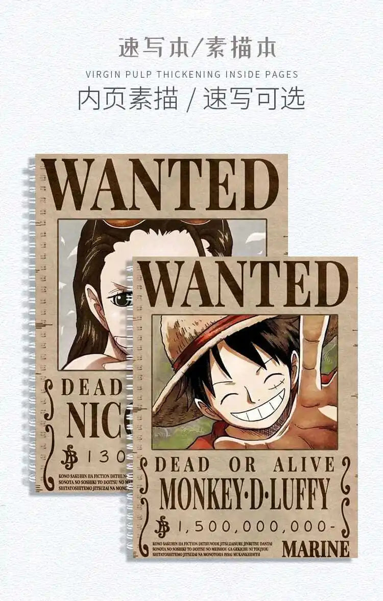 Caderno A5 de Desenho One Piece - Edição Especial Wanted