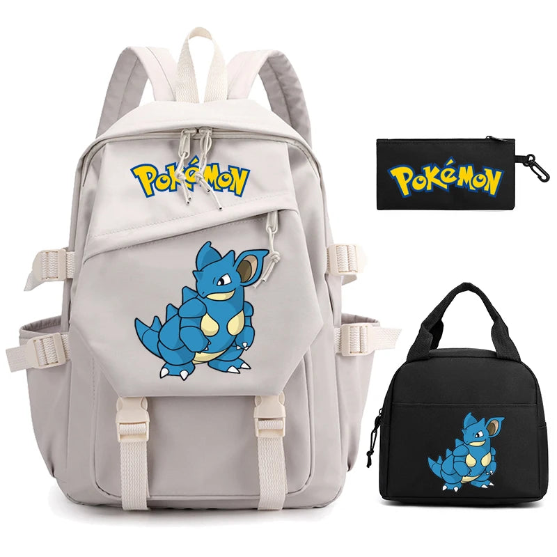 Mochila Kawaii Pokémon e Bolsinha + Estojo (Brinde)