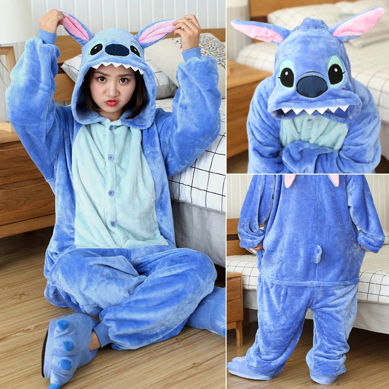 Pijama Cosplay Adulto e Infantil Stitch Kigurumi