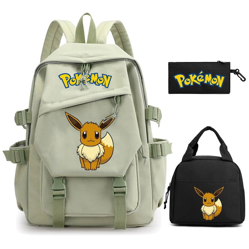 Mochila Kawaii Pokémon e Bolsinha + Estojo (Brinde)