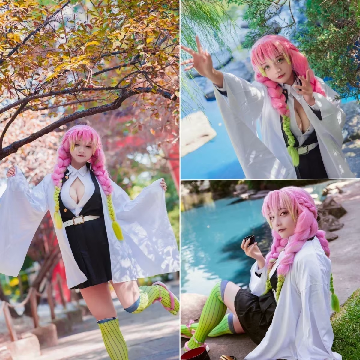 Fantasia Cosplay Adulto e Infantil Mitsuri Kanroji