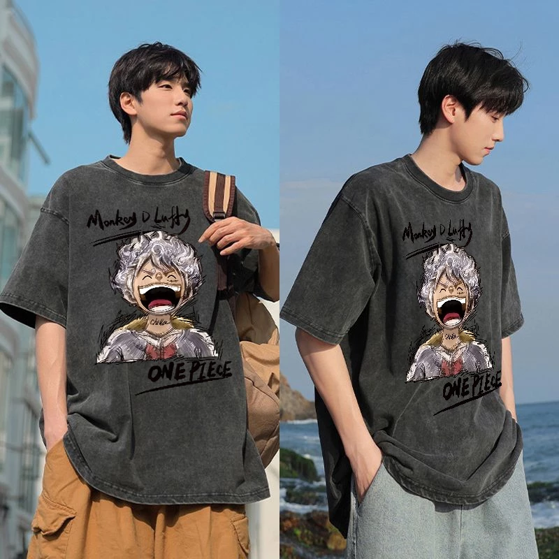 Camiseta Oversized Monkey D. Luffy, Gear 5 Sketch